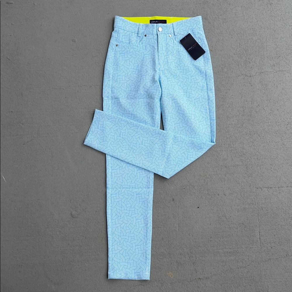 Light Blue Patterned Women's Slim Pants